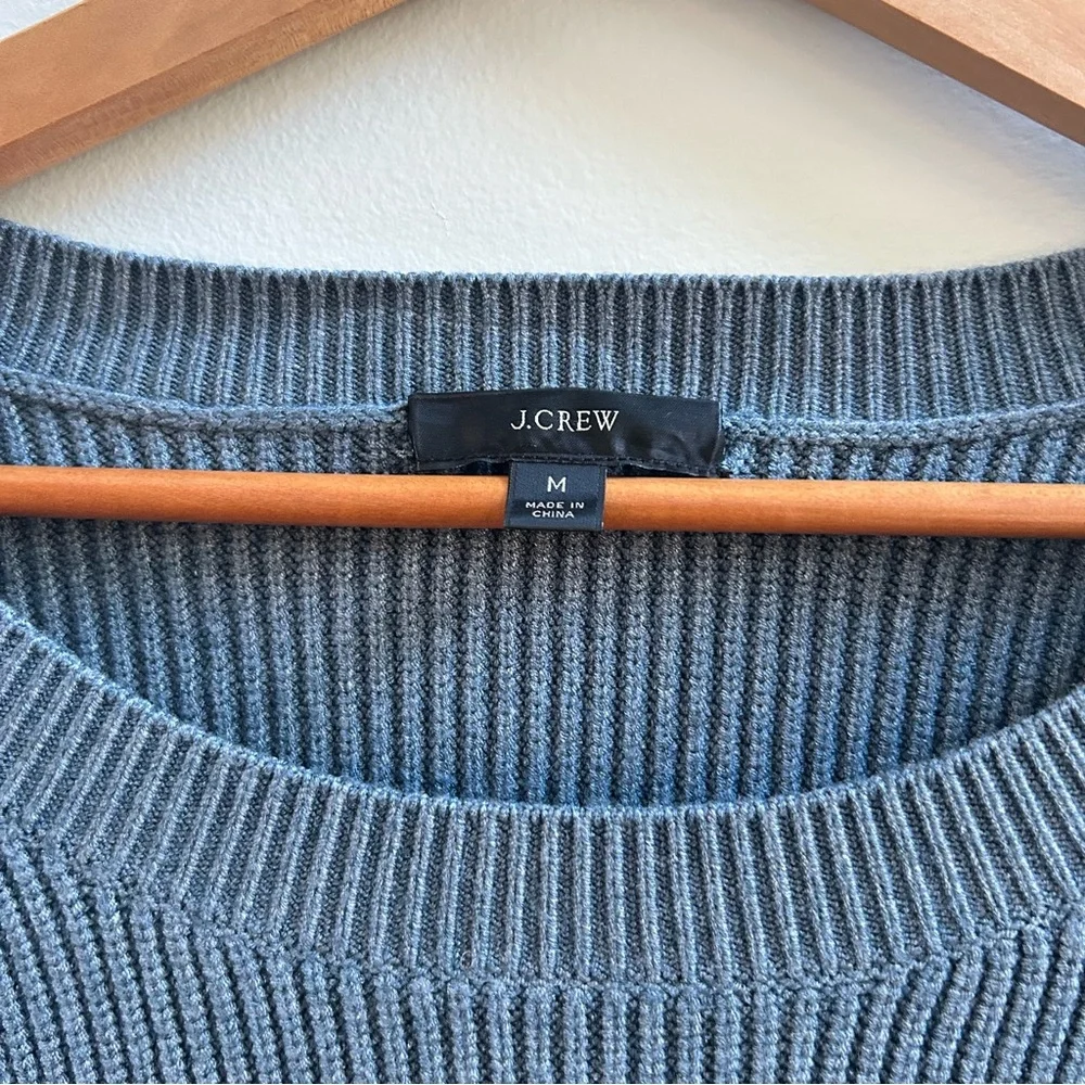 NWOT J. Crew Ribbed Stretch Crewneck Chunky Sweater In Heather Seascape, Size M